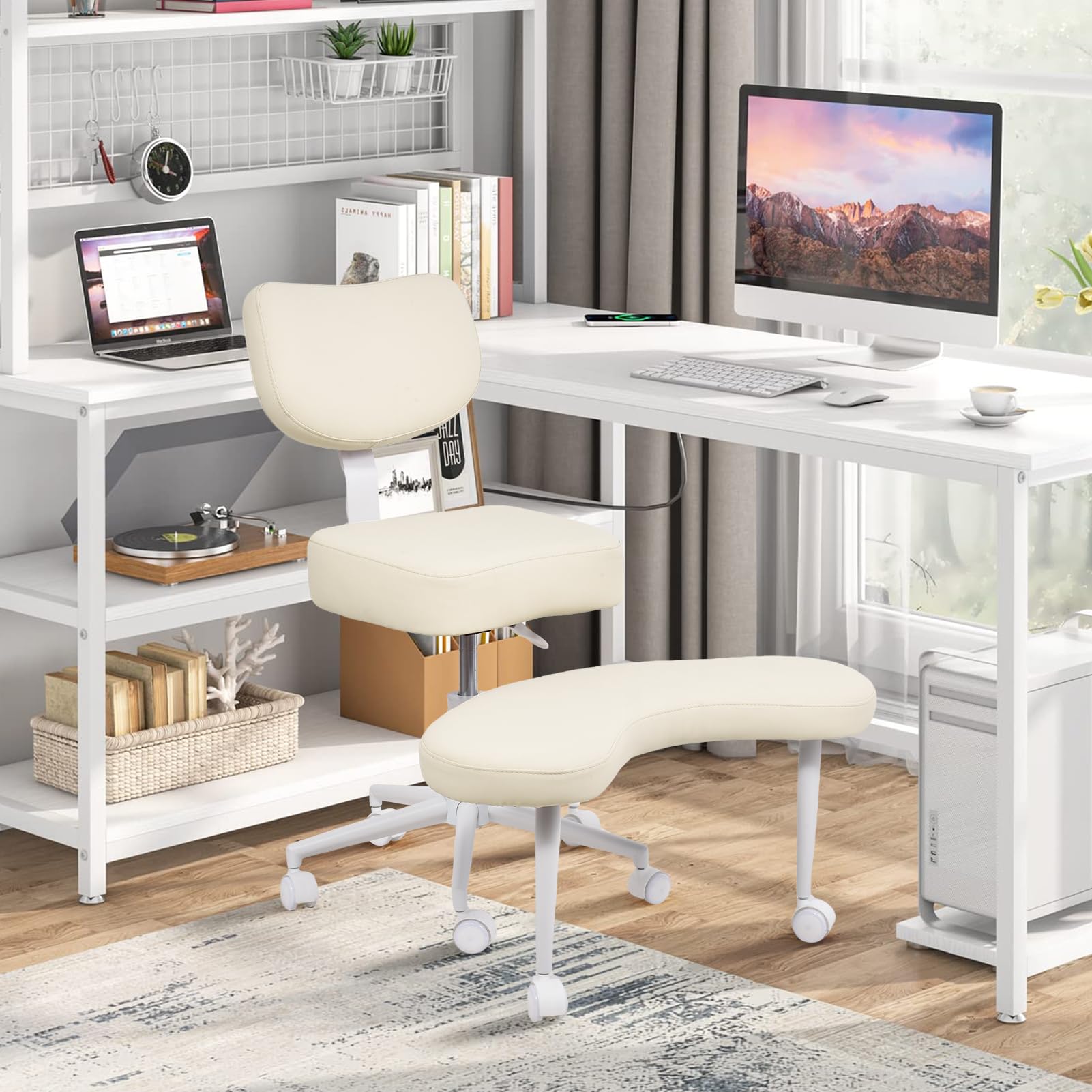 Nuova sedia da meditazione, sedia da ufficio con gambe incrociate e ADHD con ruote, supporto ergonomico per schiena e gambe, seduta regolabile in altezza per meditazione, home office, forte supporto