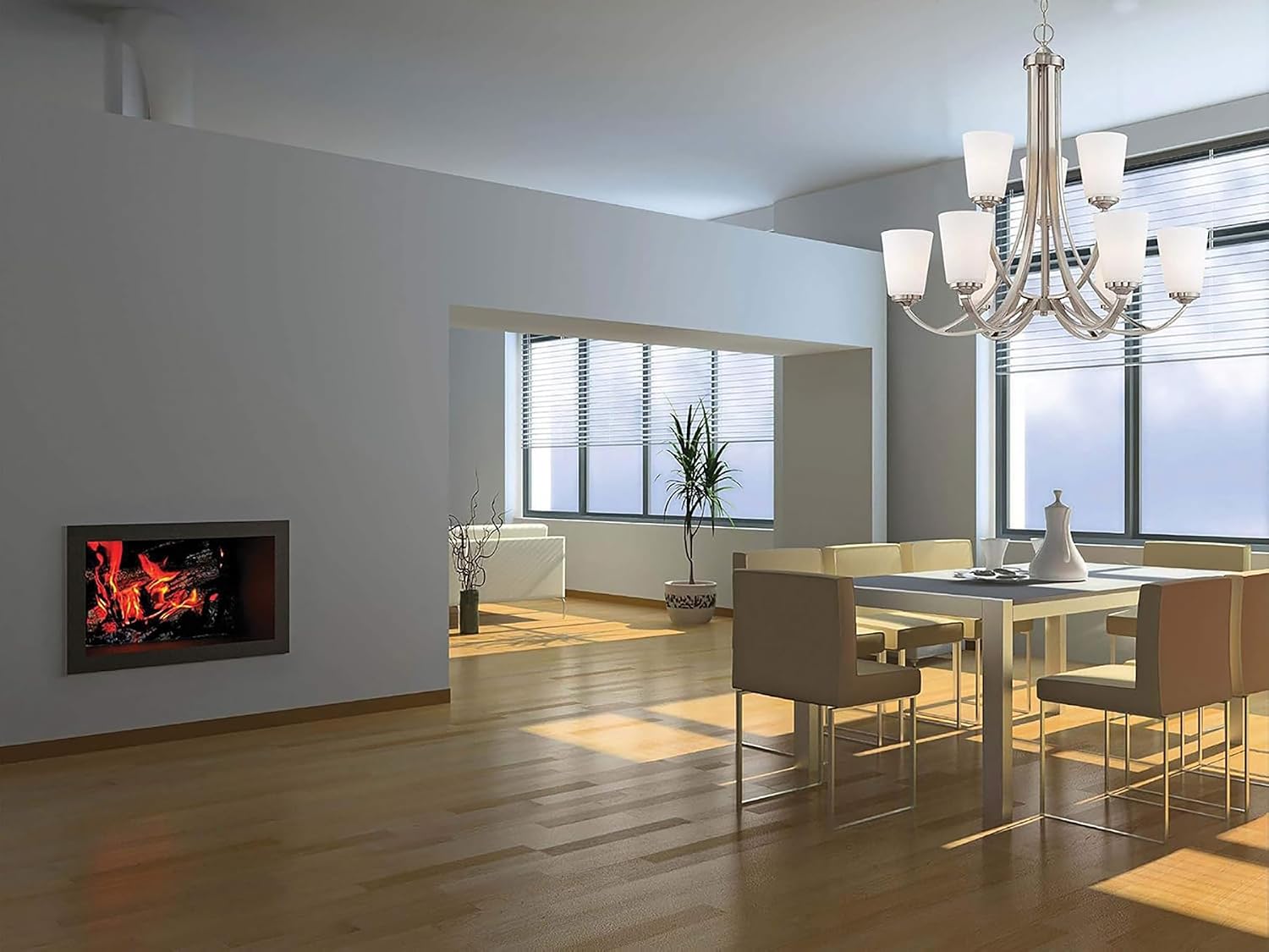 Minka Lavery 4969-84 Overland Park 2-Tier Chandelier, 9-Light, 900 Total Watts, 30-in H x 29.25-in W, Brushed Nickel