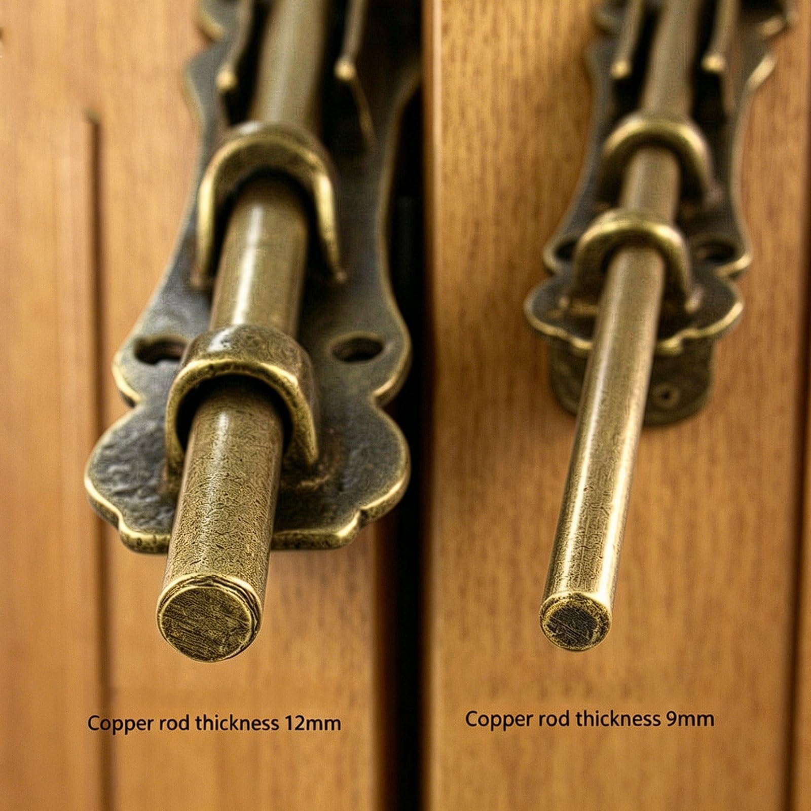 Catenaccio a pavimento in ottone massiccio, chiavistello pesante per cancello in legno, tettoia, armadio, finitura bronzo, viti incluse chiavistelli per porte(9mm*300mm)