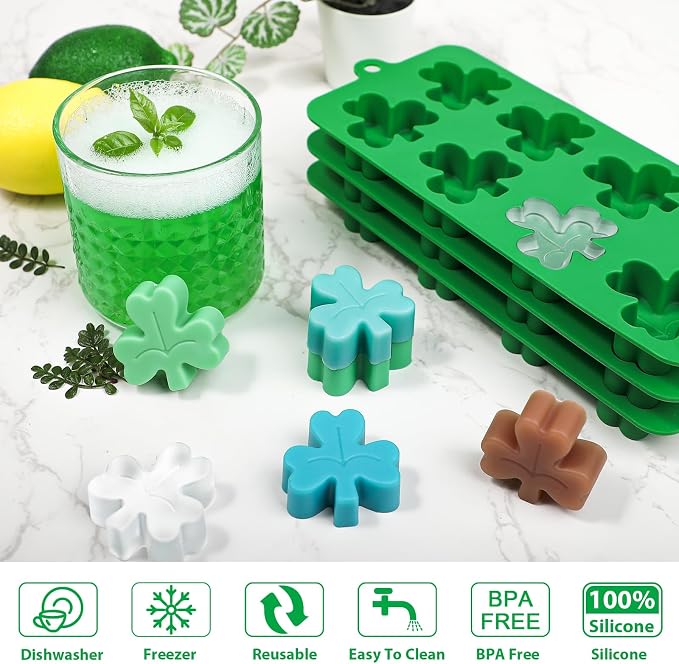 Molde para cubitos de hielo Shamrock Webake, silicona, pack 3 miniatura 6