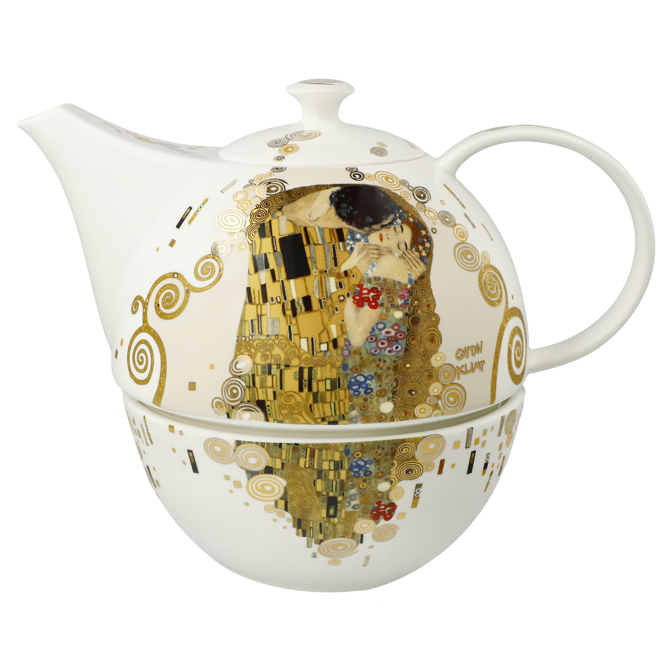 Goebel Teekanne mit Stövchen Artis Orbis von Gustav Klimt aus Porzellan,Größe: 25,x16,5x20 cm, 67-013-61-1