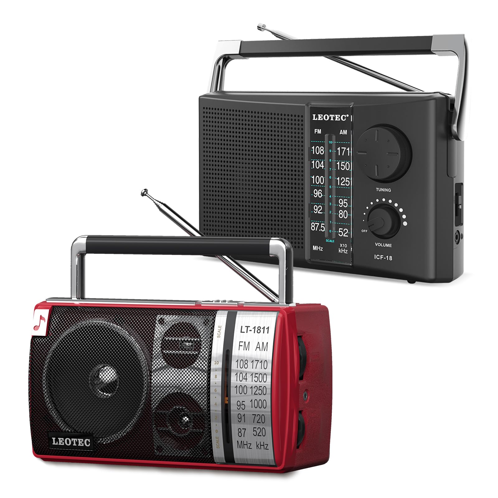 LEOTECPortable AM/FM Radio with Bluetooth, Battery Operated or AC Power, Best Reception