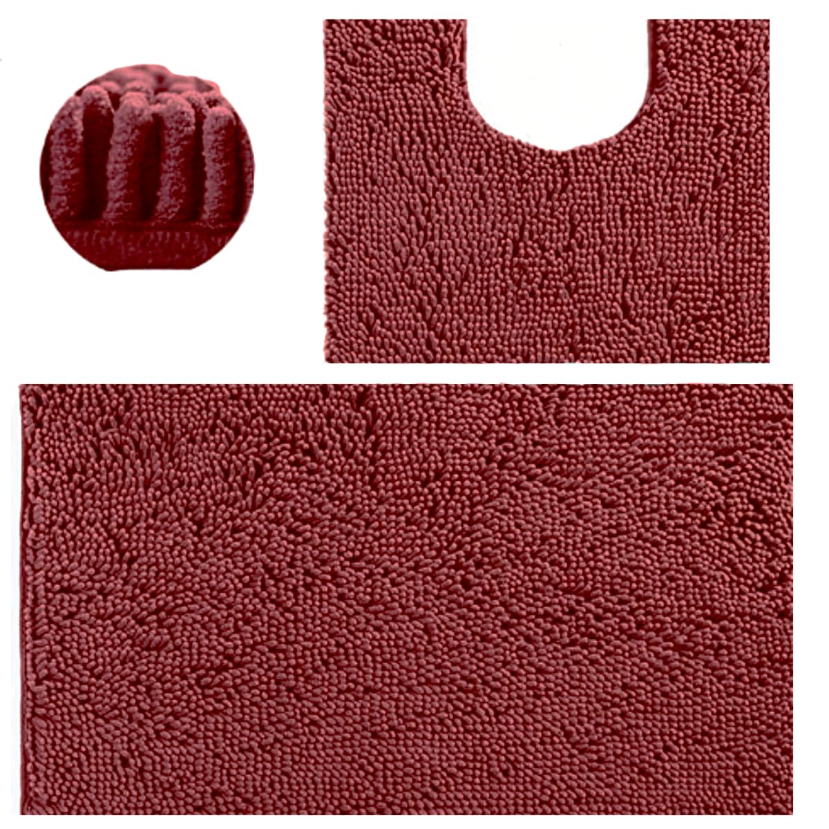 SWISSPACK 60X40/80x50 CMS Microfiber Bath Mat for Bathroom, Non-Slip Super Absorbent Machine Washable Extra Soft Thick Floor Foot Rugs (WINE BOBBLE TWIN SET, 80CMS X 50CMS + 50CMS X 40CMS)