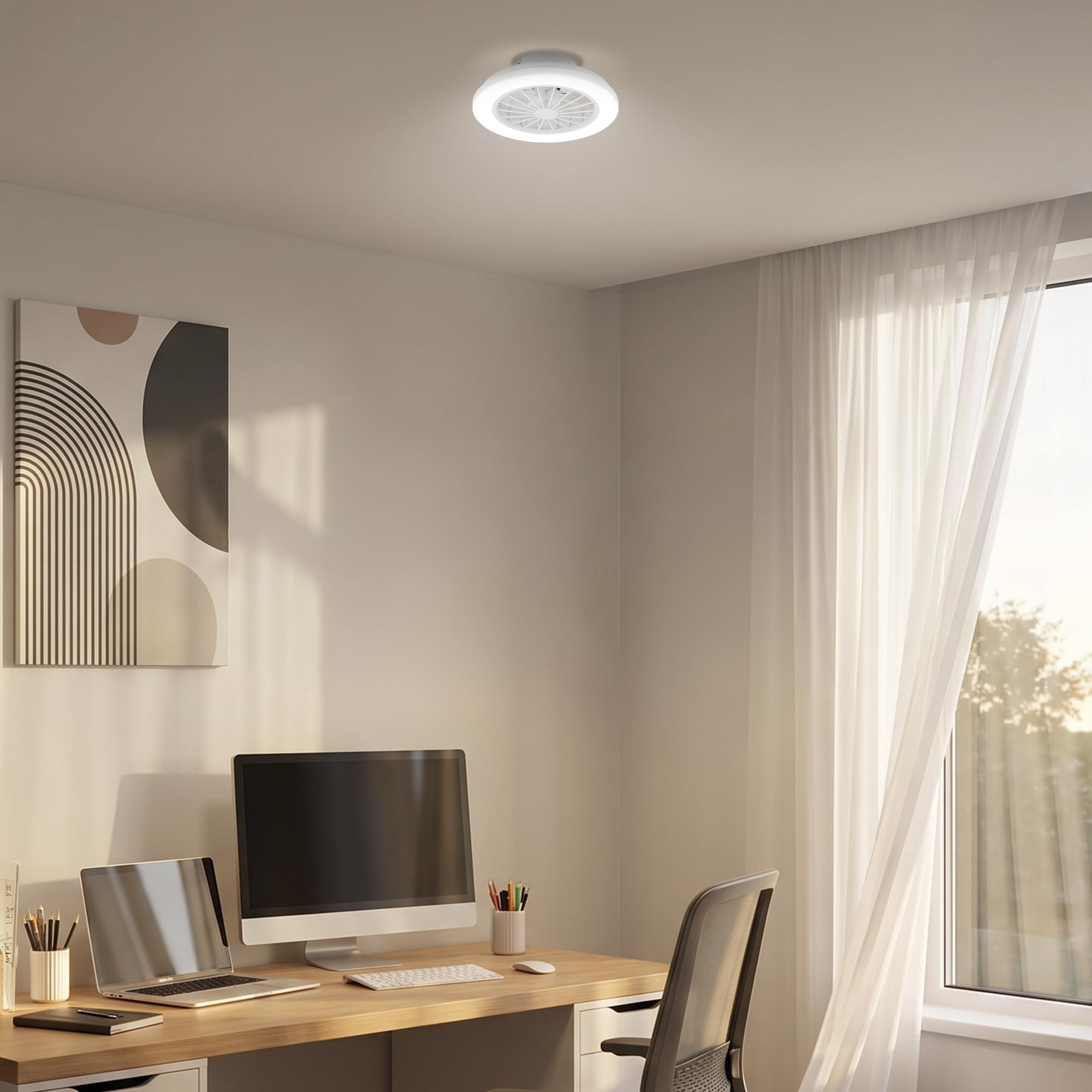 BRILONER LED Deckenventilator mit Beleuchtung, Fernbedienung, DC-Motor, 5 Geschwindigkeiten, CCT, Dimmbar, 38 cm, Weiß