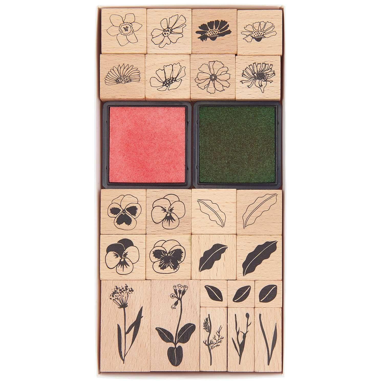 Tampons en bois Futschikato Fleurs pour décorer vos carnets et invitations créatives personnalisées