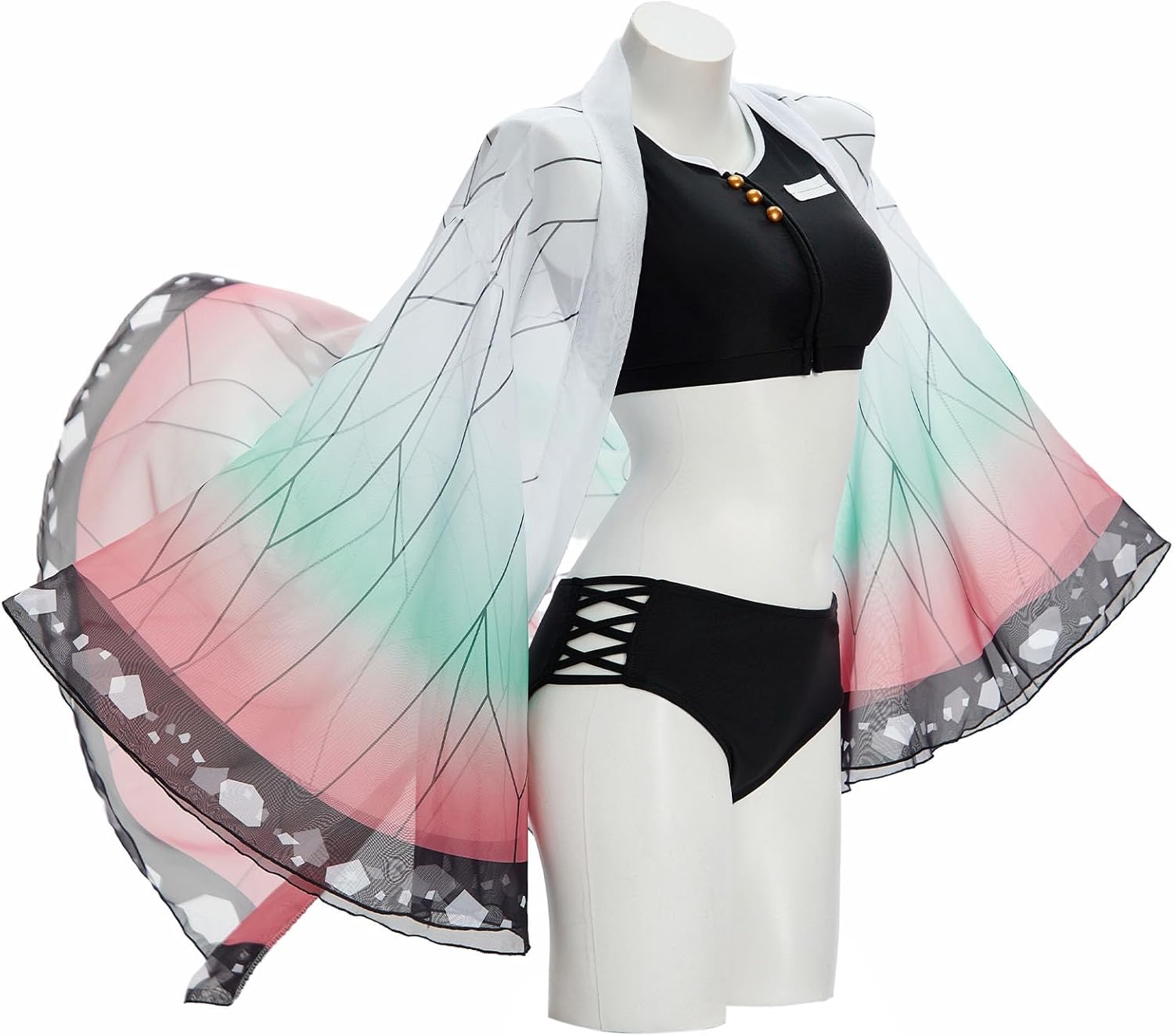 haikyuu Womens Bikini Set with Cover up Swimsuit Anime Style Bathing Suit Japanese Cartoon Swimwear