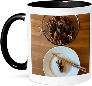 3dRose Chinese spicy chicken feet ready to eat. 11oz Two-Tone Black Mug