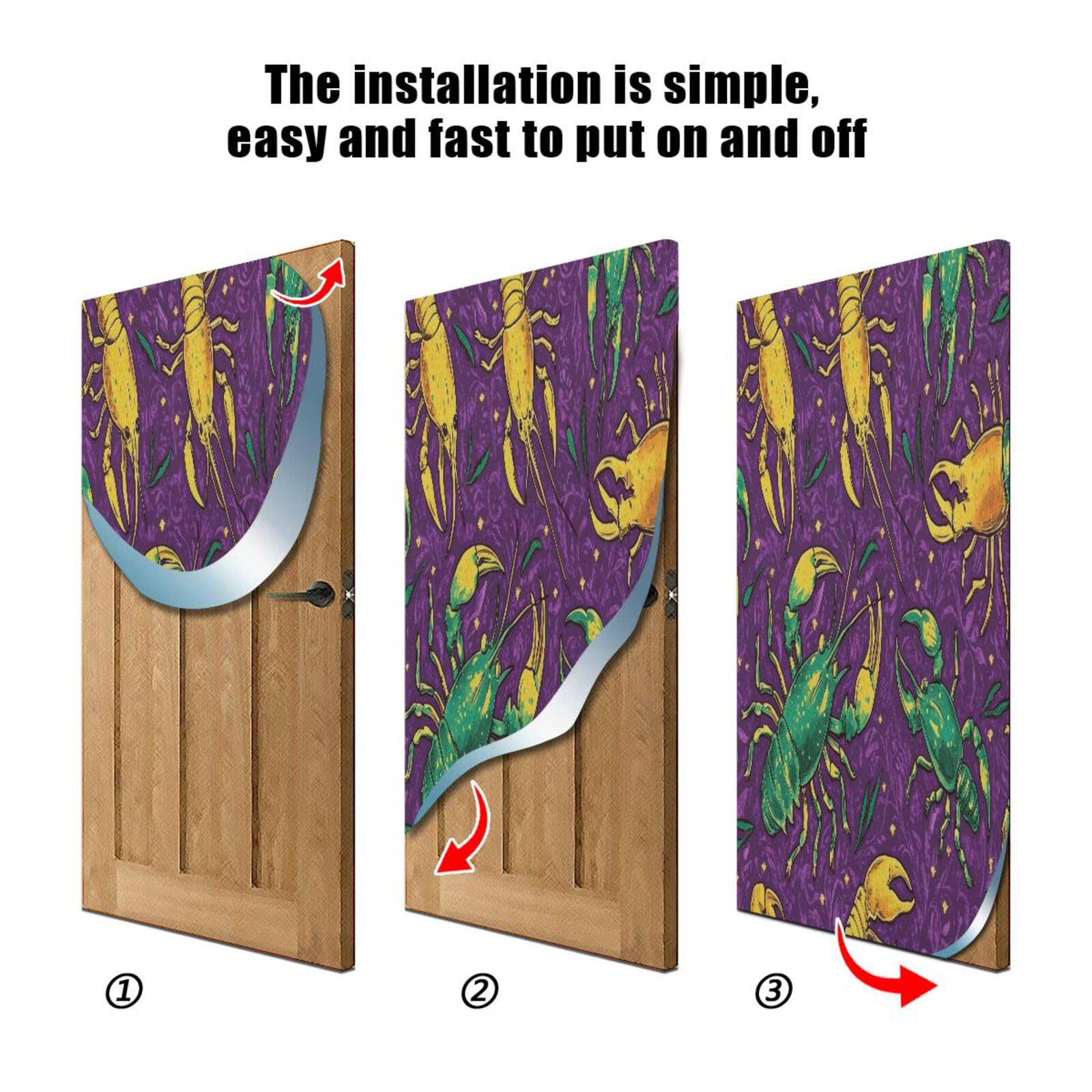 FLildon Mardi Gras Theme Prawn Pattern Door Cover Decoration, Party Accessory Porch Decor for Festive Ornament Room Door Covers 36 x 98 Inch