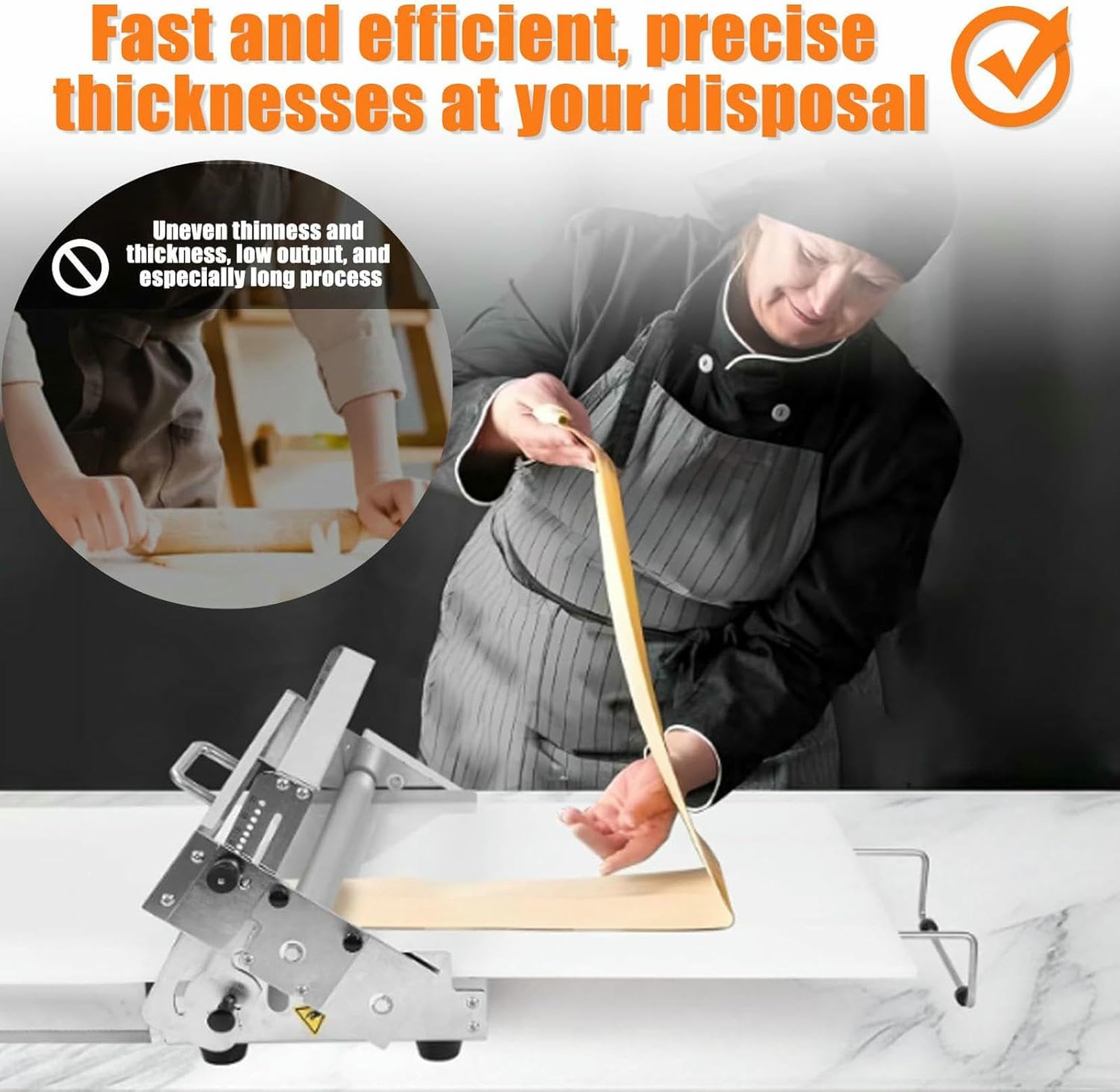 Laminadora De Masa Compacta, Máquina De Hojaldre, Máquina Laminadora De Masa Plegable con Espesor Ajustable Y Tablas Laminadoras, para Pizza, Croissants, Pastelería, Fondant~/