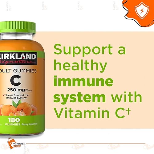 Miniatura 2 de Kirkland Signature Vitamina C 250 mg, vitamina para gomitas para adultos, 180 gomitas + incluye adhesivo Venanciosfridge (paquete de 2)