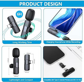 Type C Wireless Lavalier Microphone for Iphone Ipad Android Lapel Mic