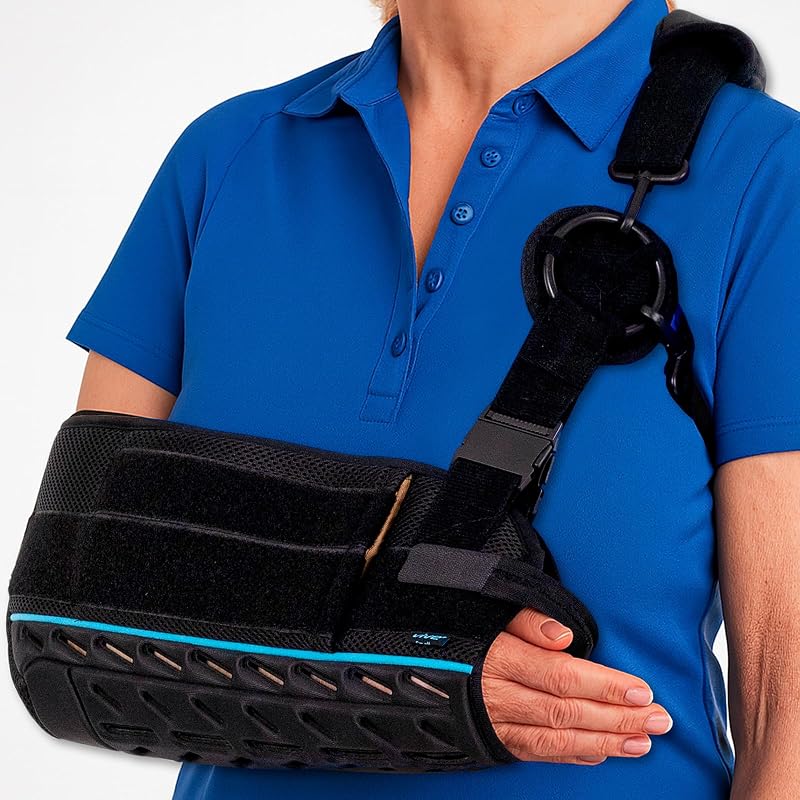 Cabestrillo de hombro Vive con almohada de abducción - Cabestrillo y hombro con manguito rotador | Inmovilizador - Alivio del dolor después de la cirugía, subflexión, brazo dislocado o roto - Soporte ajustable con pelota de ejercicio (mediano)