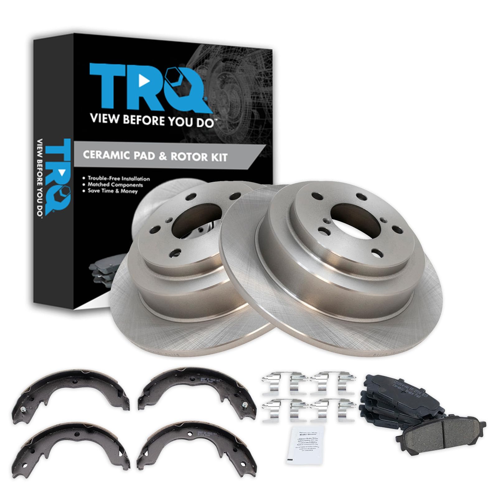 TRQ Rear Brake Pad and Rotor Set Ceramic Compatible with 2008 Subaru Forester