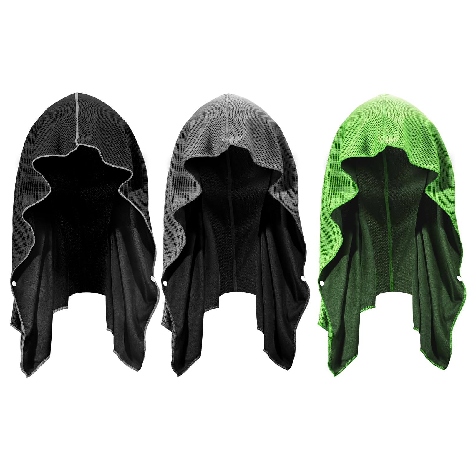 U-pick Cooling Towels Hoodie Towel for Hot Weather, Breathable Neck & Face UPF 50+ Sun Protection, Sweat Towel for Travel, Beach, Camping, Cycling, Golf, Outdoor & More, 3 Packs
