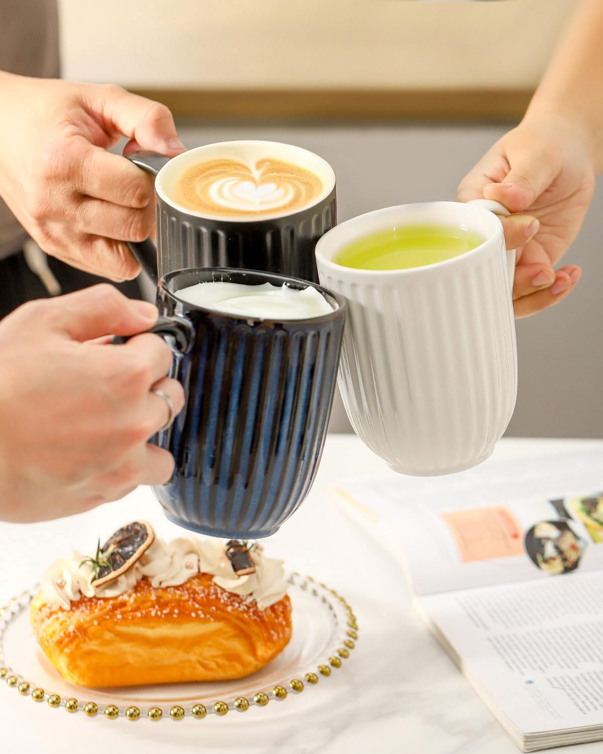 CoSaf Lot De 6 Grandes Tasses à Café En Céraique De 445 L Pour Le Bureau Et La Aison, Tasse