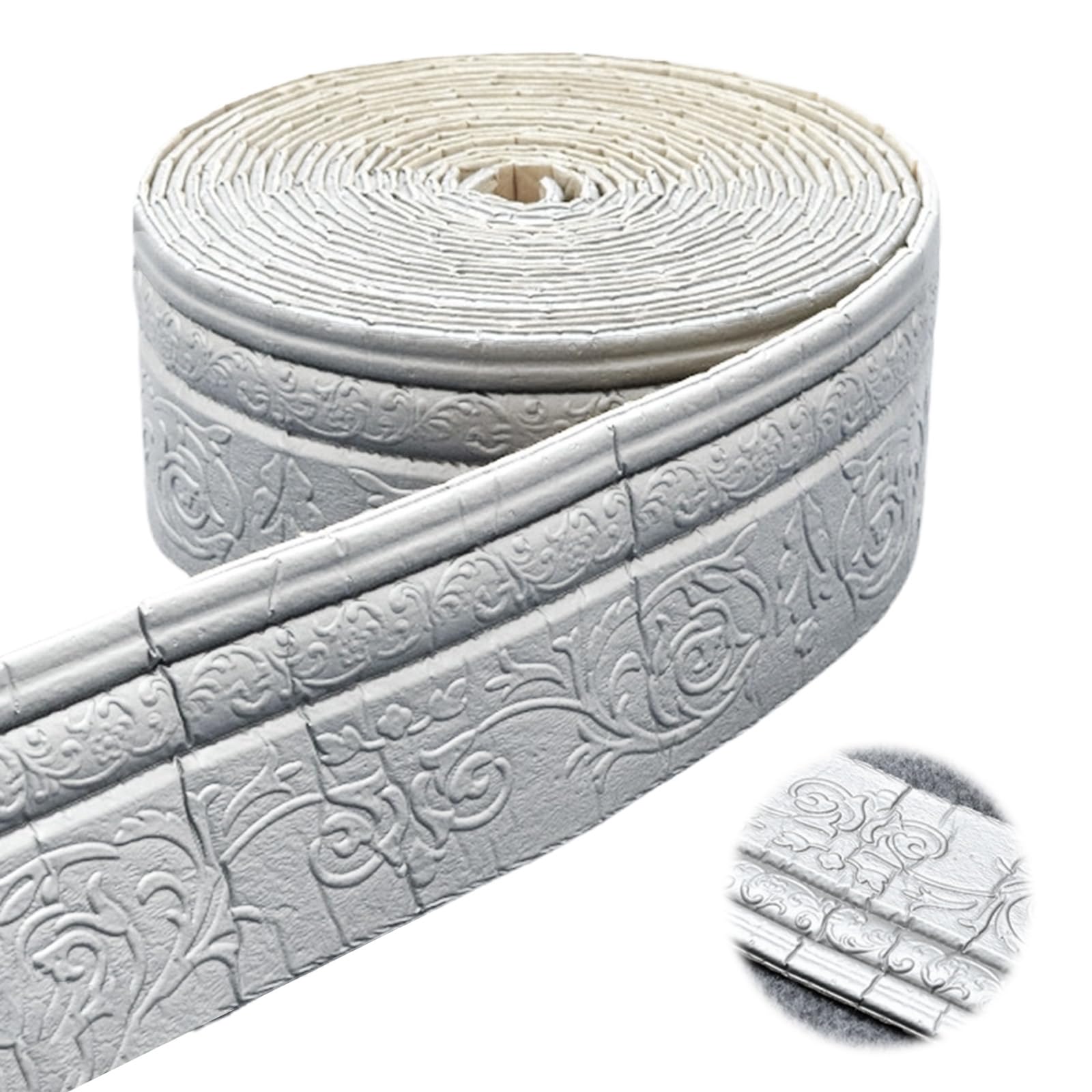 Selbstklebend, Tapeteneckleiste, Zier&Stuckleisten (Silbergrau, 10m×10cm)