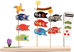 リュウコドウ 五月人形 三本立ち 鯉のぼり 間口21cm x 奥行3cm x 高さ15.5cm