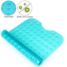 YINENN Bath and Shower Safety Mats 40x16 inch, Non Slip with Suction Cups for Bathroom Stall and Tub Floor, Extra Large and Machine Washable, Drain Holes Keep Bathtub Clean, Green