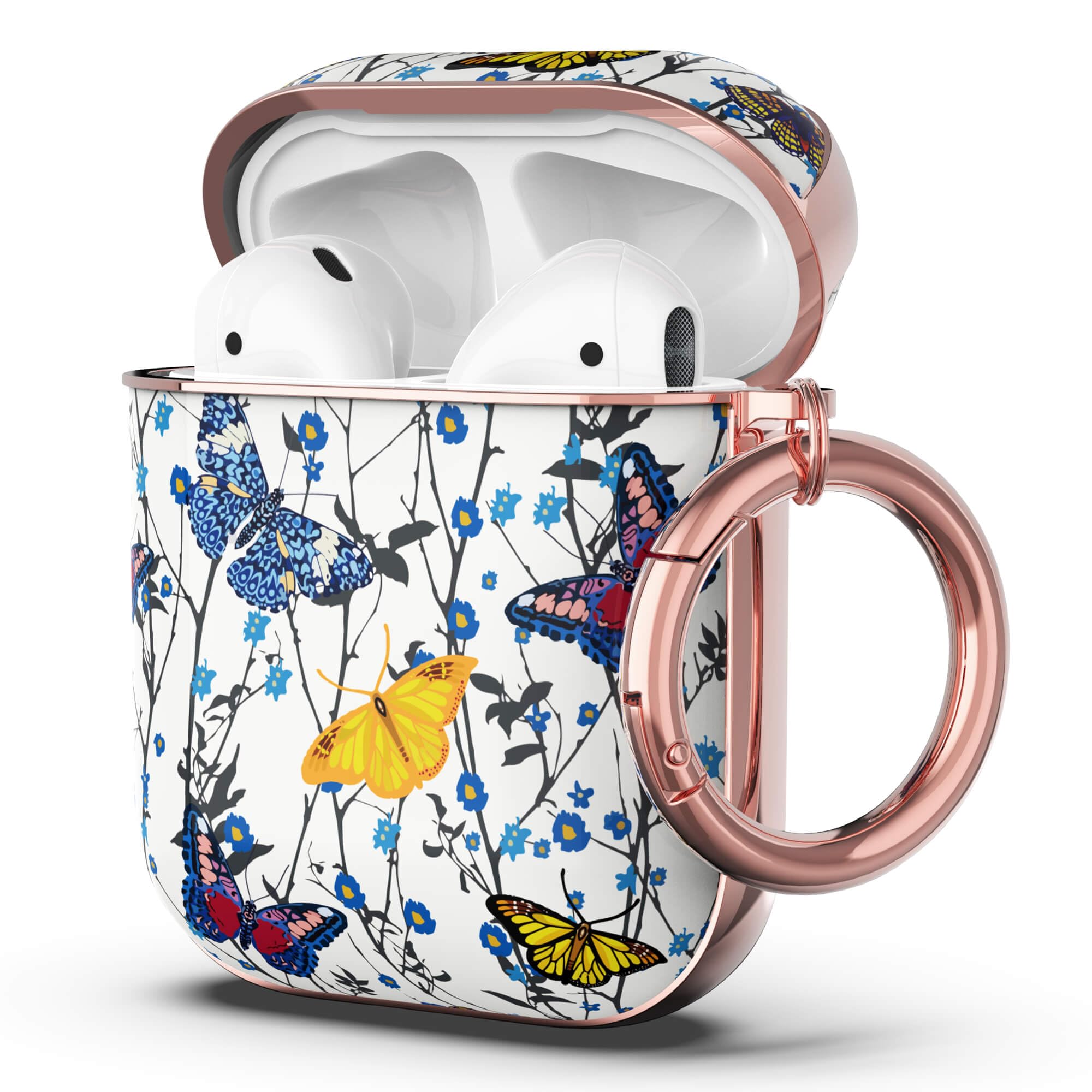 ULAK Case for AirPods 1 & 2, Stylish Design AirPods Case Cover for Women Girls, Cute Butterfly Pattern Airpod case 2nd Generation Shockproof Protective Cover with Keychain