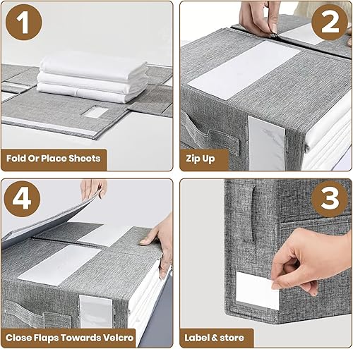 Miniatura 6 de Organizadores y almacenamiento plegables de lino para armario, tamaño King, Queen e individual, almacenamiento de mantas y clósets, contenedor de