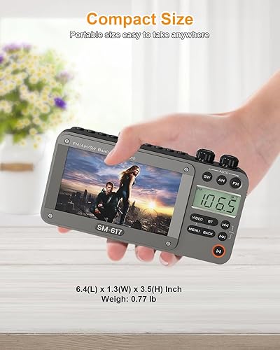 Miniatura 5 de 720p 4.3 "Pantalla AM FM SW Película Video Radio con Bluetooth, Recargable Bolsillo Digital Película Reproductor de Video, Soporte USBTarjeta Micro