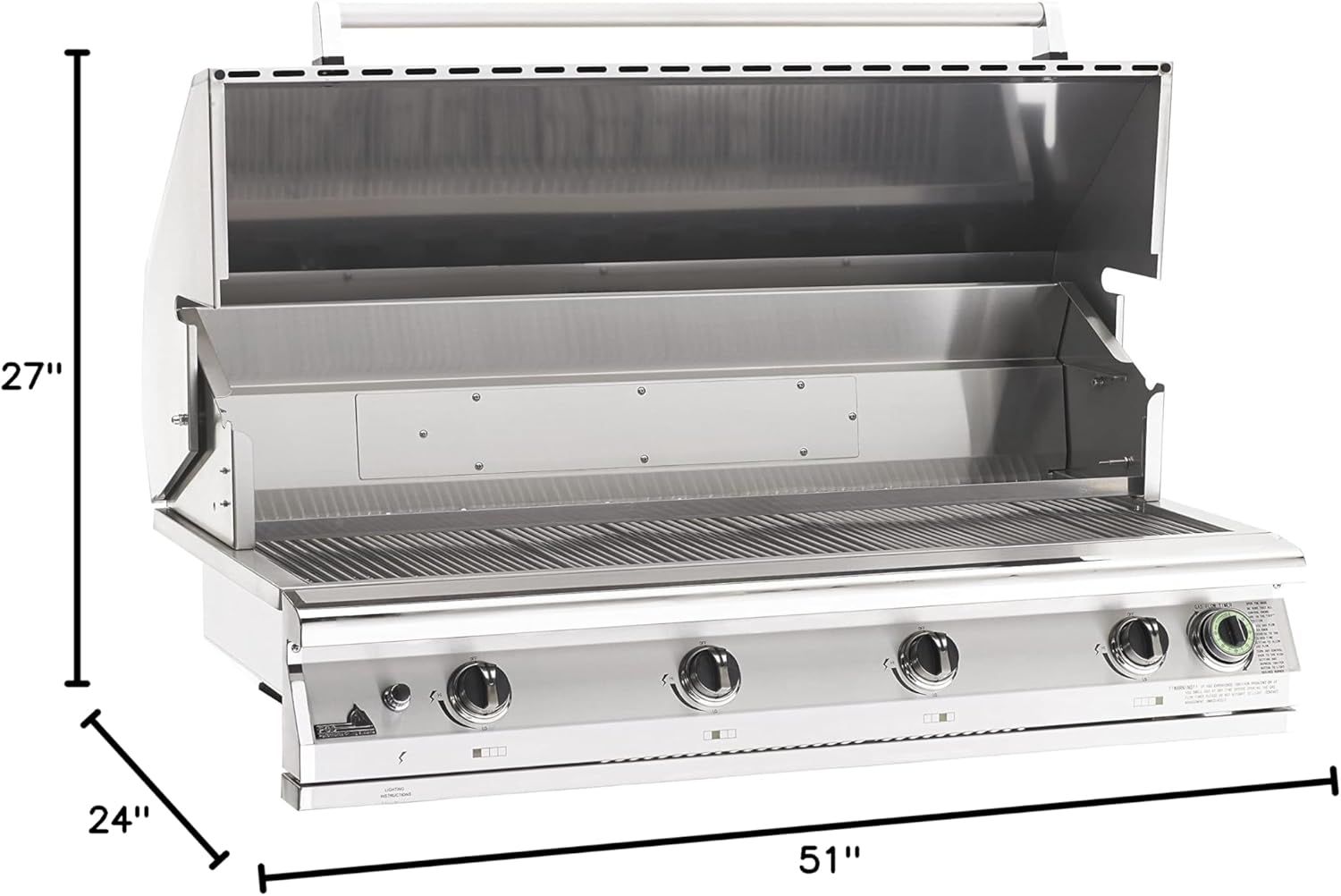 Q QUALITY BRAND COMPANY PGS T-Series S48TNG Big Sur 51 Inch Natural Gas Outdoor Patio Gas Grill Head Gourmet with Timer - 27 x 51 x 24 in. - Stainless Steel Color