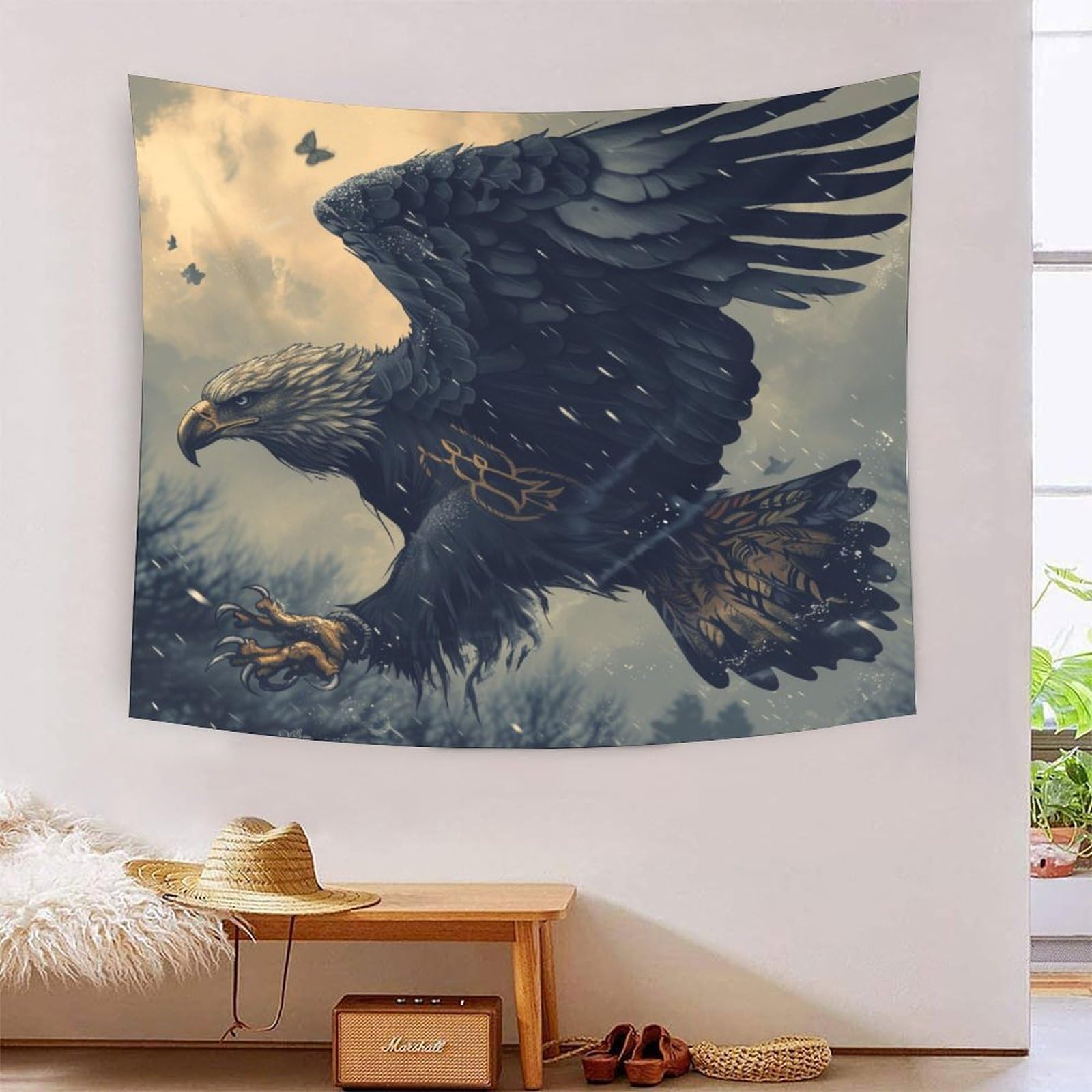 Couverture murale aigle 3D en polyester doux pour deco de chambre