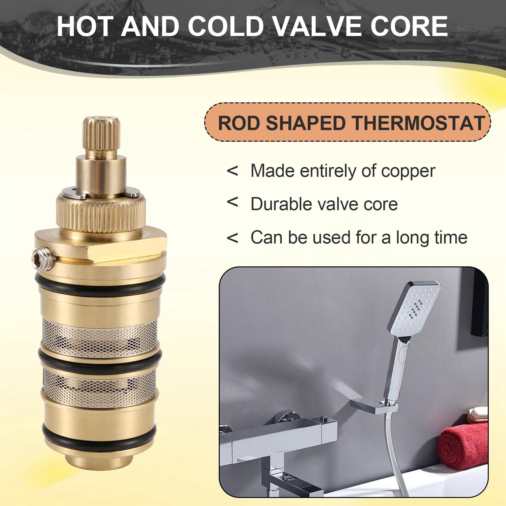 Cartouche Thermostatique de Remplacement en Laiton, Kit de Réparation de Barre de Valve de Mélangeur de Douche, de Contrôle de la Température de L'Eau de Salle de