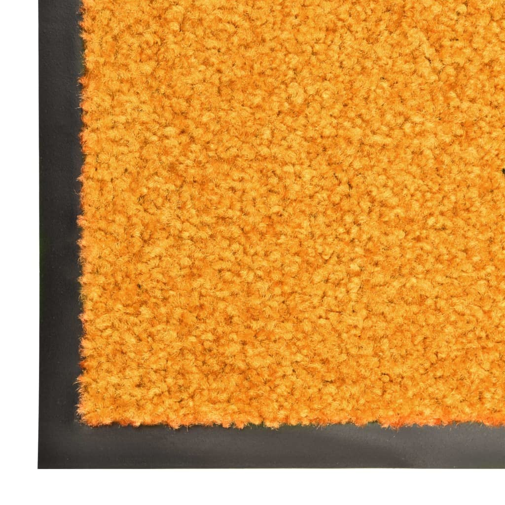 Paillasson lavable, orange, 90 x 150 cm, antidérapant, avec bord noir, pour l'intérieur et l'extérieur, résistant aux intempéries et absorbant l'humidité, idéal pour porte d'entrée, couloir, balcon