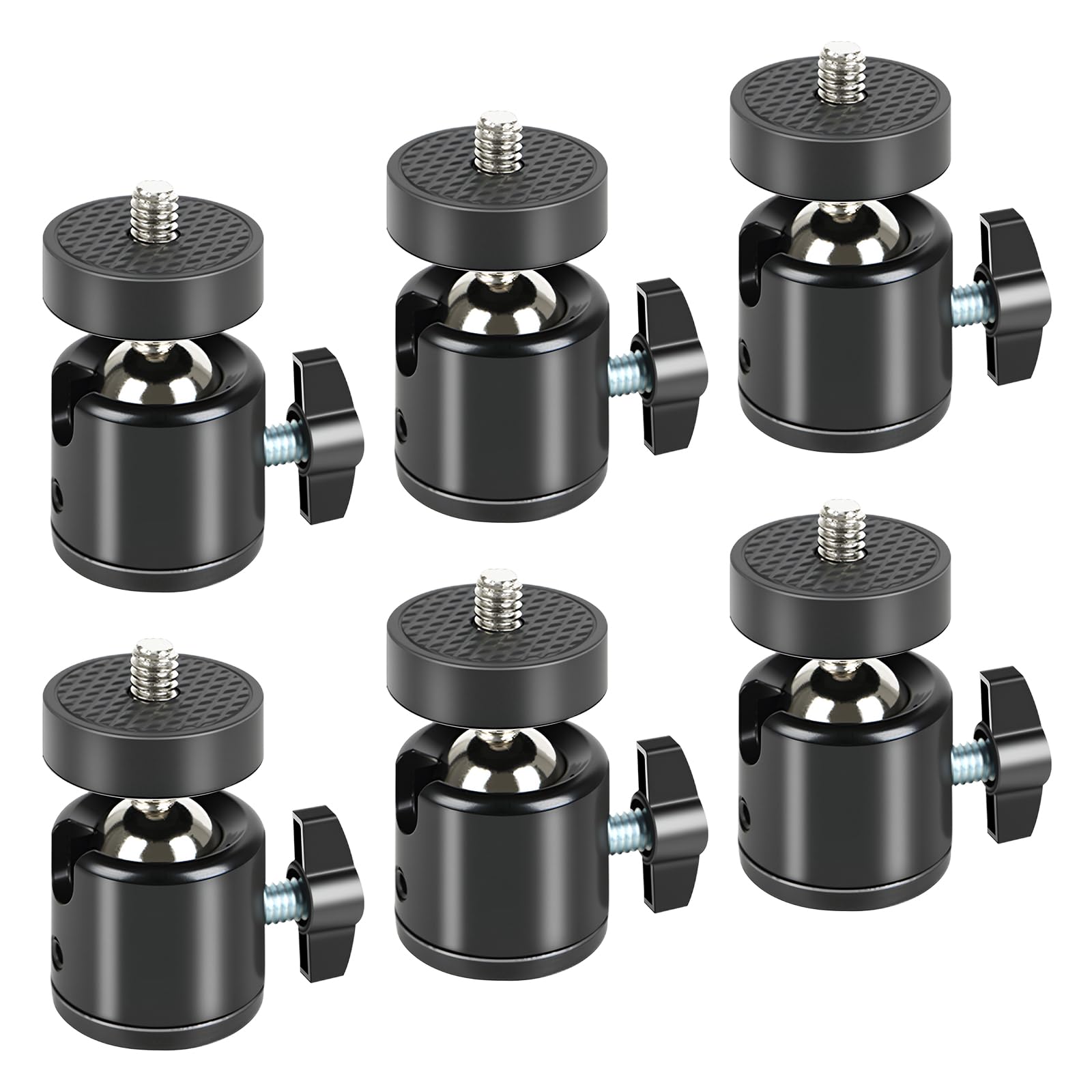 Mini Ball Head (6 Pack) 360° Rotatable Ball Heads Camera Mount Adapter, Compatible with Tripods, Monopods, Trail Cameras