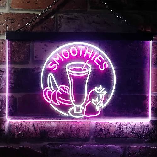 Miniatura 10 de ADVPRO Smoothies Fruit Drink Shop Señal de neón LED de doble color azul y rojo 24 "x 16" st6s64-i3343-br