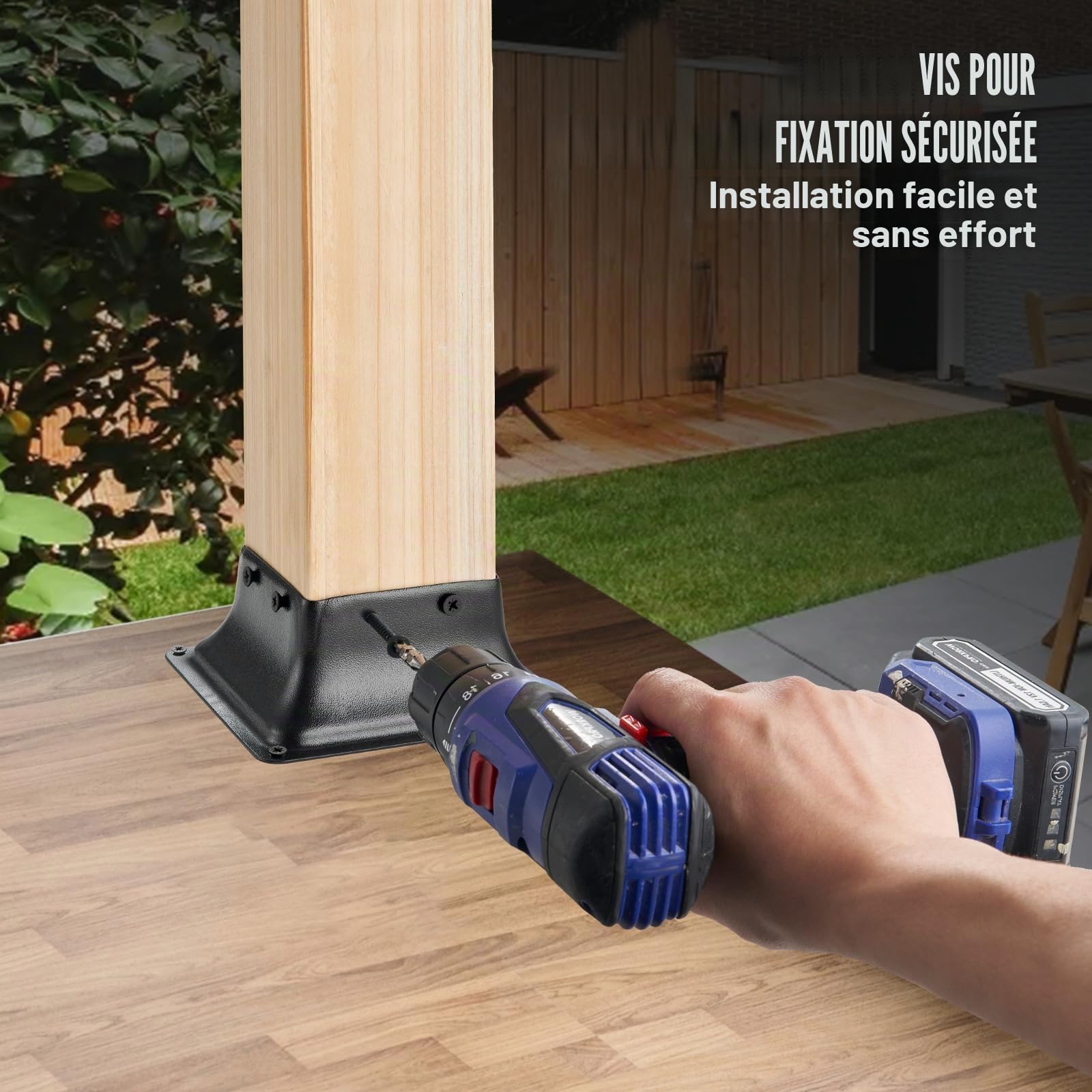 VEVOR Lot de 20 Support de Poteau Bois 4''x4'' 102x102 mm Base de Poteau Interne 91,4x91,4 mm en Acier au Carbone pour Ancrage de Poteau Bois Standard de Rambarde, Main Courante de Terrasse, Porche