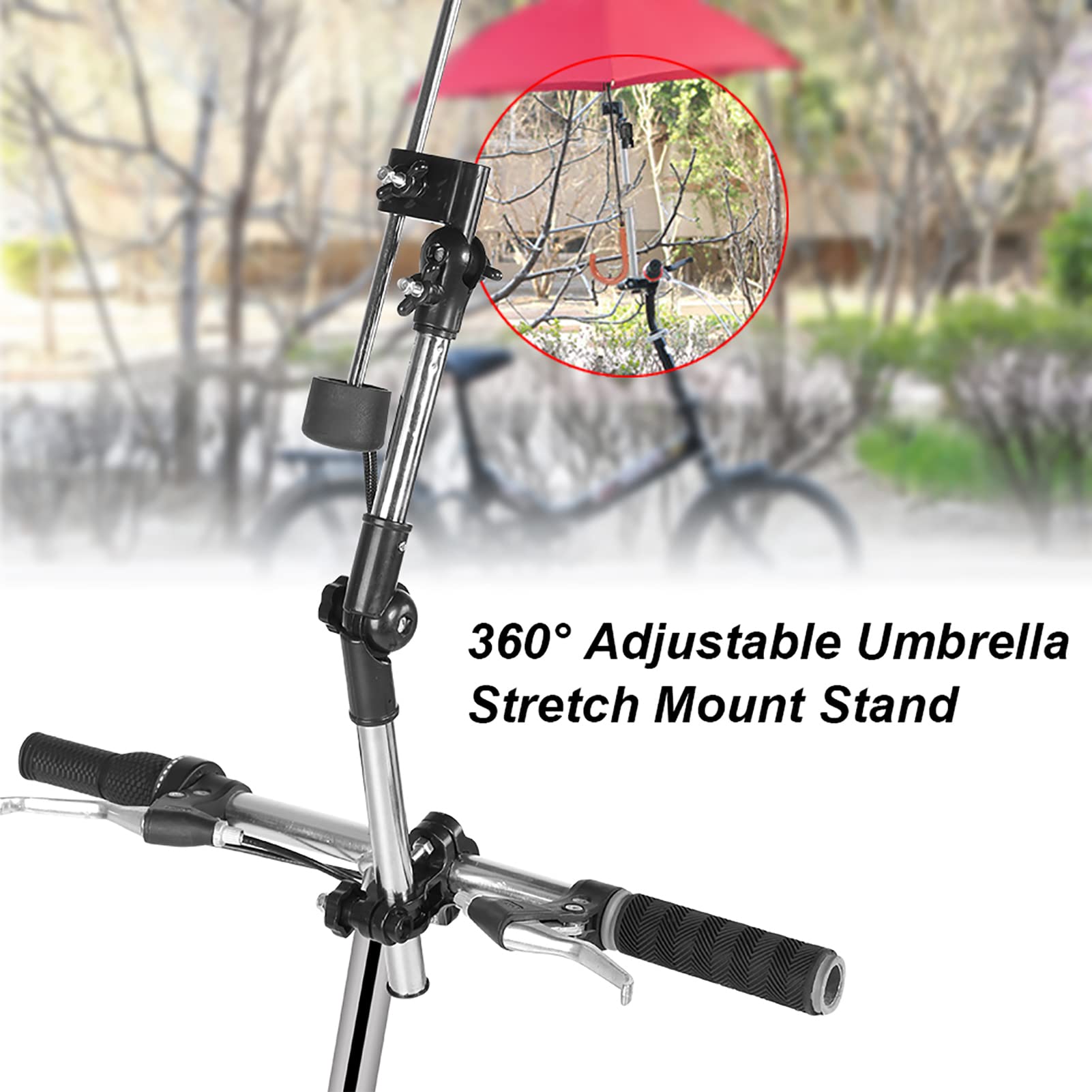 Umbrella Mount Stand,Umbrella Mount Holder 360° Adjustable Patio Table Umbrella Stand Outside Umbrella Stretch Mount Stand Holder (Black)
