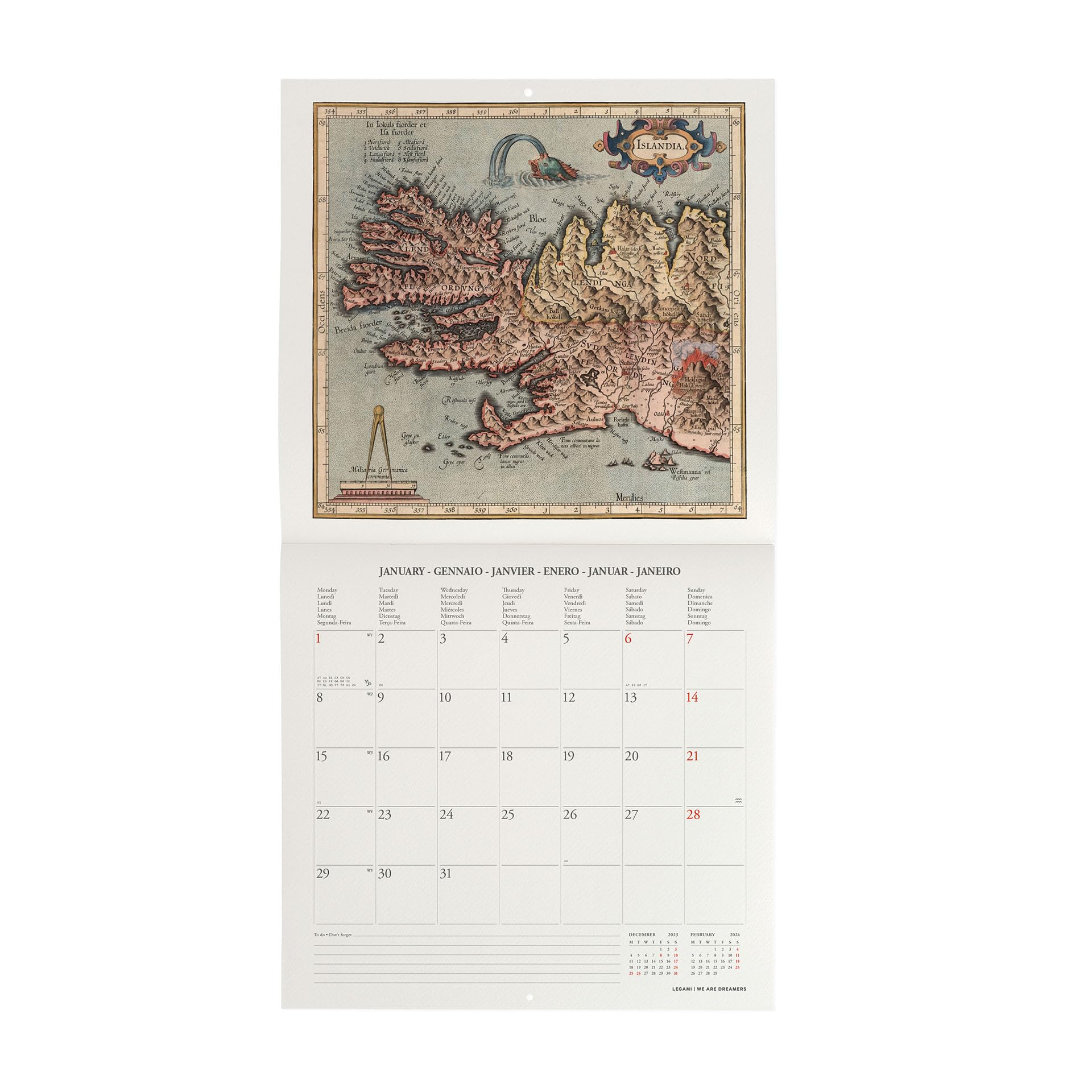 Legami, Wall Calendar 2024, 12 Months and Annual Planner, Space for Notes and Notes Number of the Week, 6 Languages - Image 2