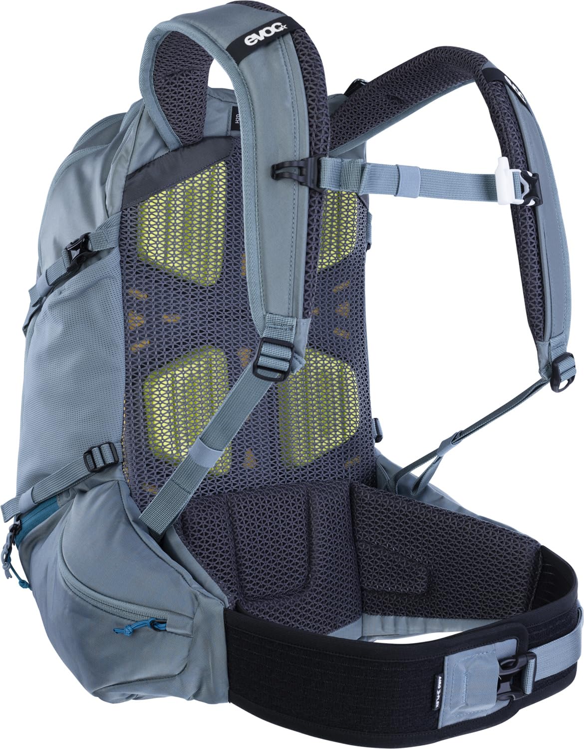 EVOC EXPLORER PRO 26, plecak (dla krótszych pleców, AIR FLOW CONTACT SYSTEM, pas biodrowy AIRO FLEX, w tym komora na bukłak do 3 l i pokrowiec przeciwdeszczowy, jeden rozmiar), stalowy