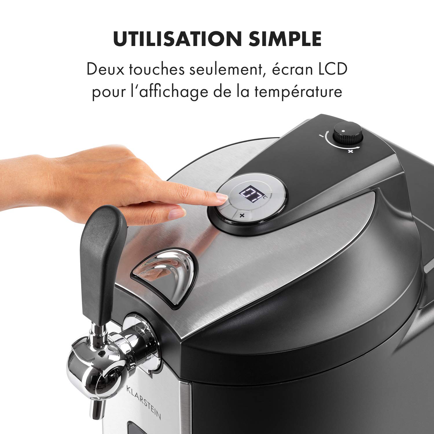 Klarstein Beerkules Tireuse à bière universelle pour fûts 5L avec cartouche CO2, refroidissement 4h, plastique & acier inoxydable noir