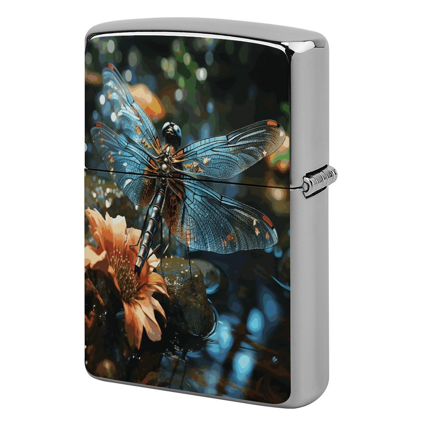 Fodpand Style Dragonfly Flying On The Pond Metal Lighter Case Cover Lighter Sleeve