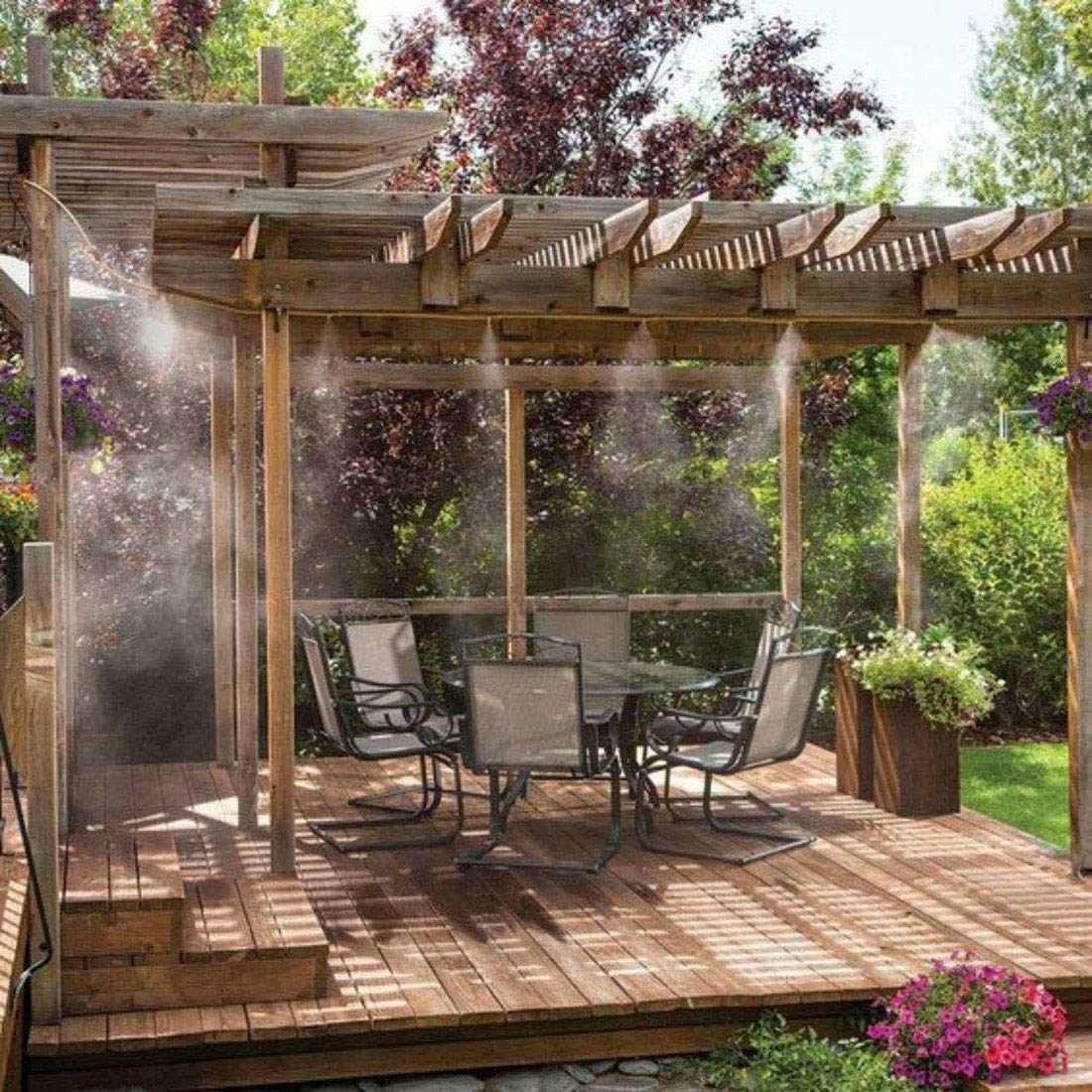 DIY Crafts Water Misting Cooling System Mist Sprinkler Nozzle Outdoor Garden Patio Greenhouse Plants Spray Hose Watering Kit (6 Pcs Misting Kit, Multi)