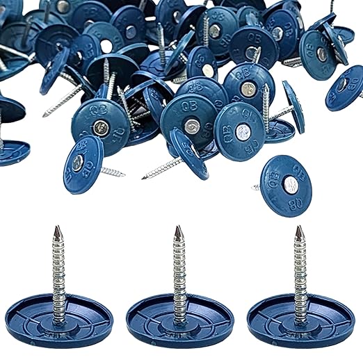 (250 Pack) Round Plastic Cap Nail 1 Inch Roofing Nails Galvanized Tar Paper Nails for House Wrap Fastening Foam Board Roofing Felt Insulation Film (250)