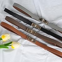 Vista 77 de Cinturón de cuero clásico con hebilla de metal para mujer con vestido de jeans Aah-negro-clásico