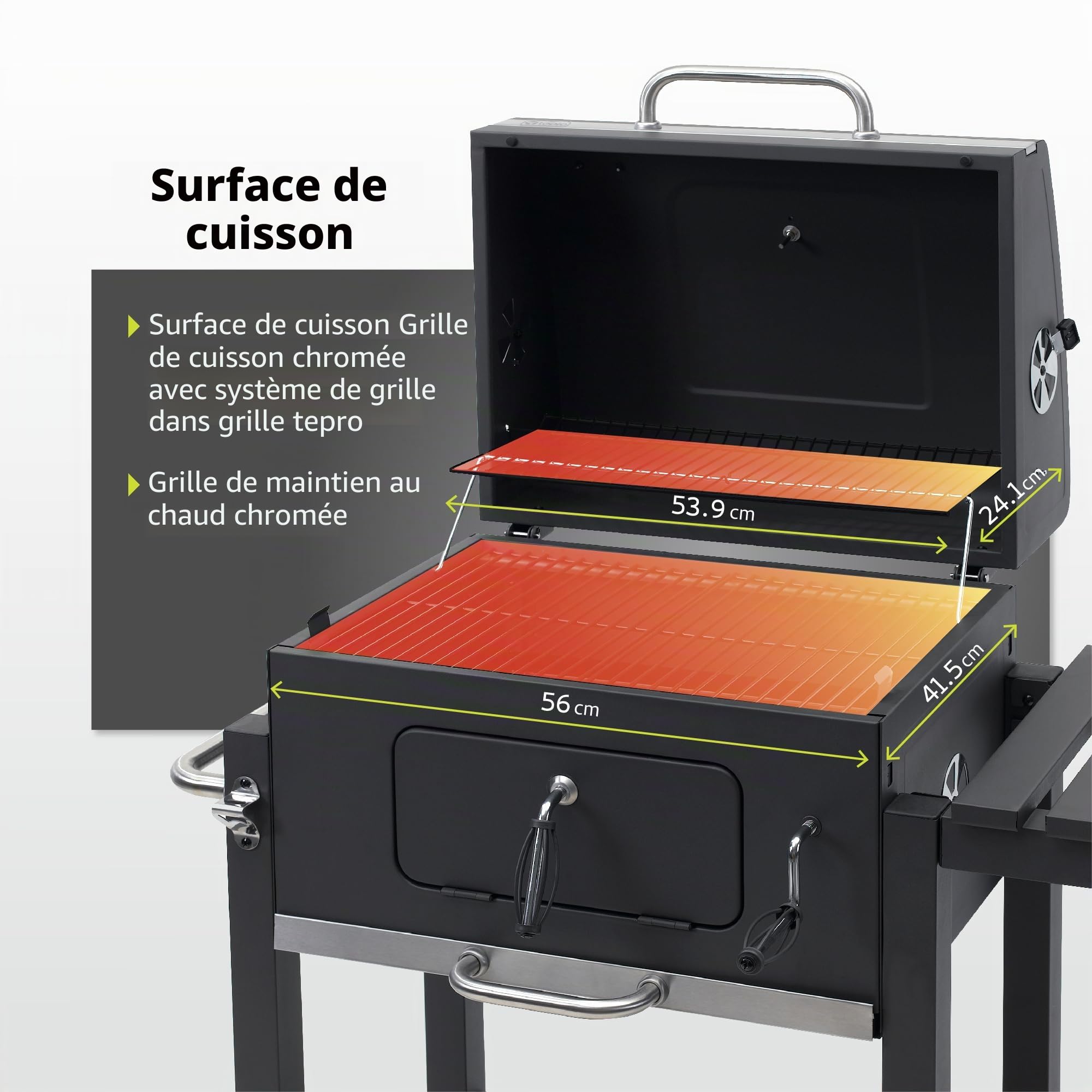 Tepro Toronto Click Barbecue au charbon de bois Anthracite/acier inoxydable
