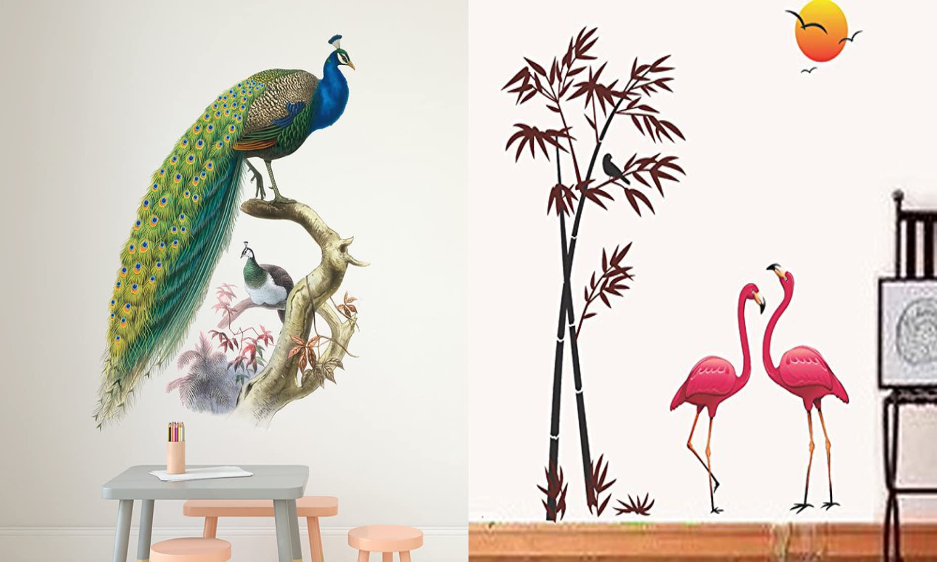 Ghar Kraft Set of 2 Wall Sticker Nature Peacock and Sunset Swan Wall Sticker (B09GKR3J18) Amazon Price History, Amazon Price Tracker