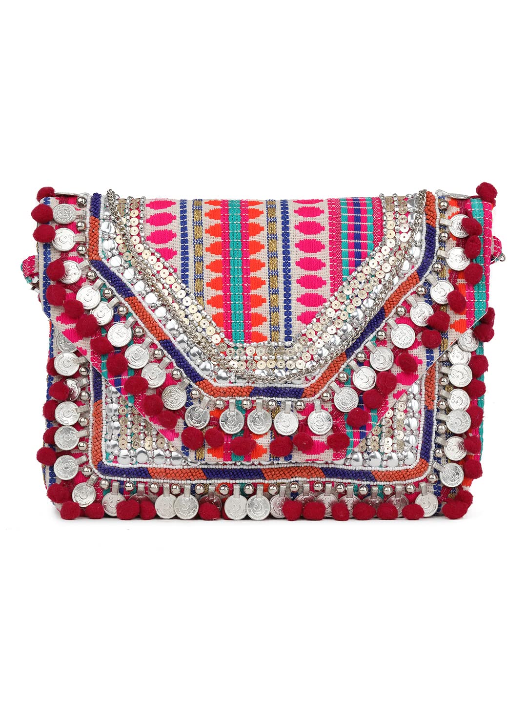 Genius Star Women Ethnic Embellished Handmade Designer Boho Bag | Stylish Bohemian Crossbody Purse | Ideal for Festivals, Weddings and Casual Outings (B0DFZ19GZ7) Amazon Price History, Amazon Price Tracker