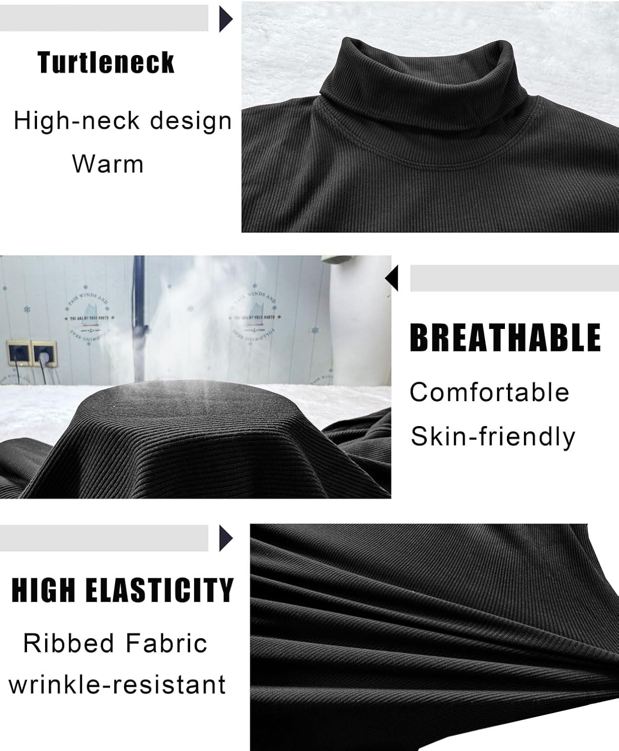 Mens Turtleneck Long Sleeve Shirts Thermal Base Layer T-Shirts Pullover Top Lightweight Undershirt - Image 4