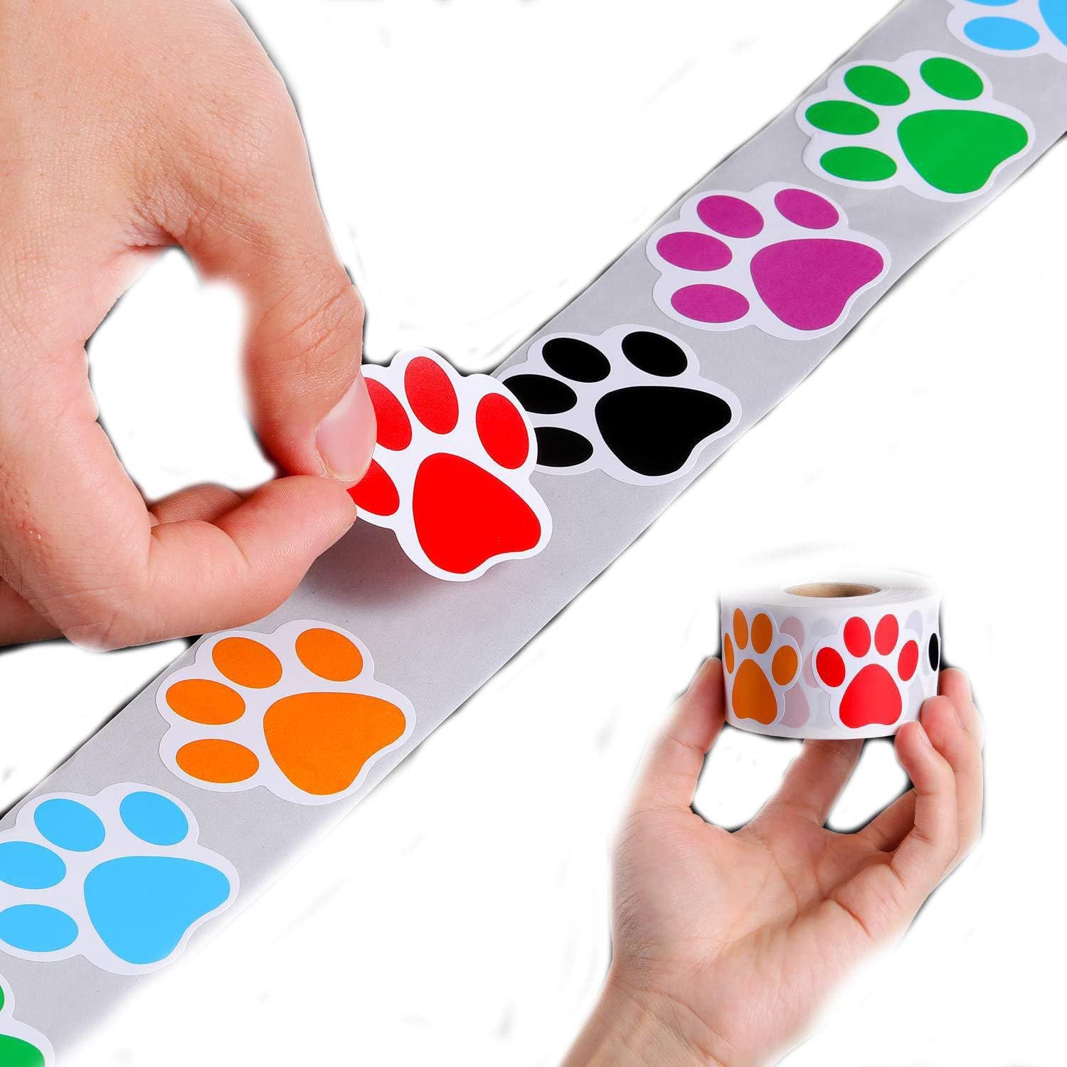 YUEMING1 A Roll of 500 Pieces Colorful Paw Toy sticker Pet Sticker