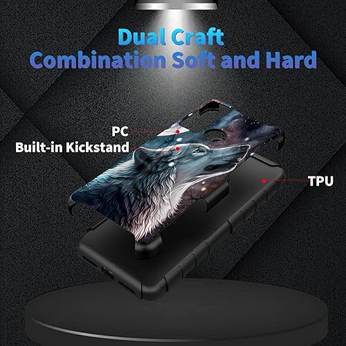 Miniatura 313 de AT&T Calypso 2 (U319AA) Funda con protector de pantalla de vidrio templado resistente con función atril integrado para debut de críquet, ciervo