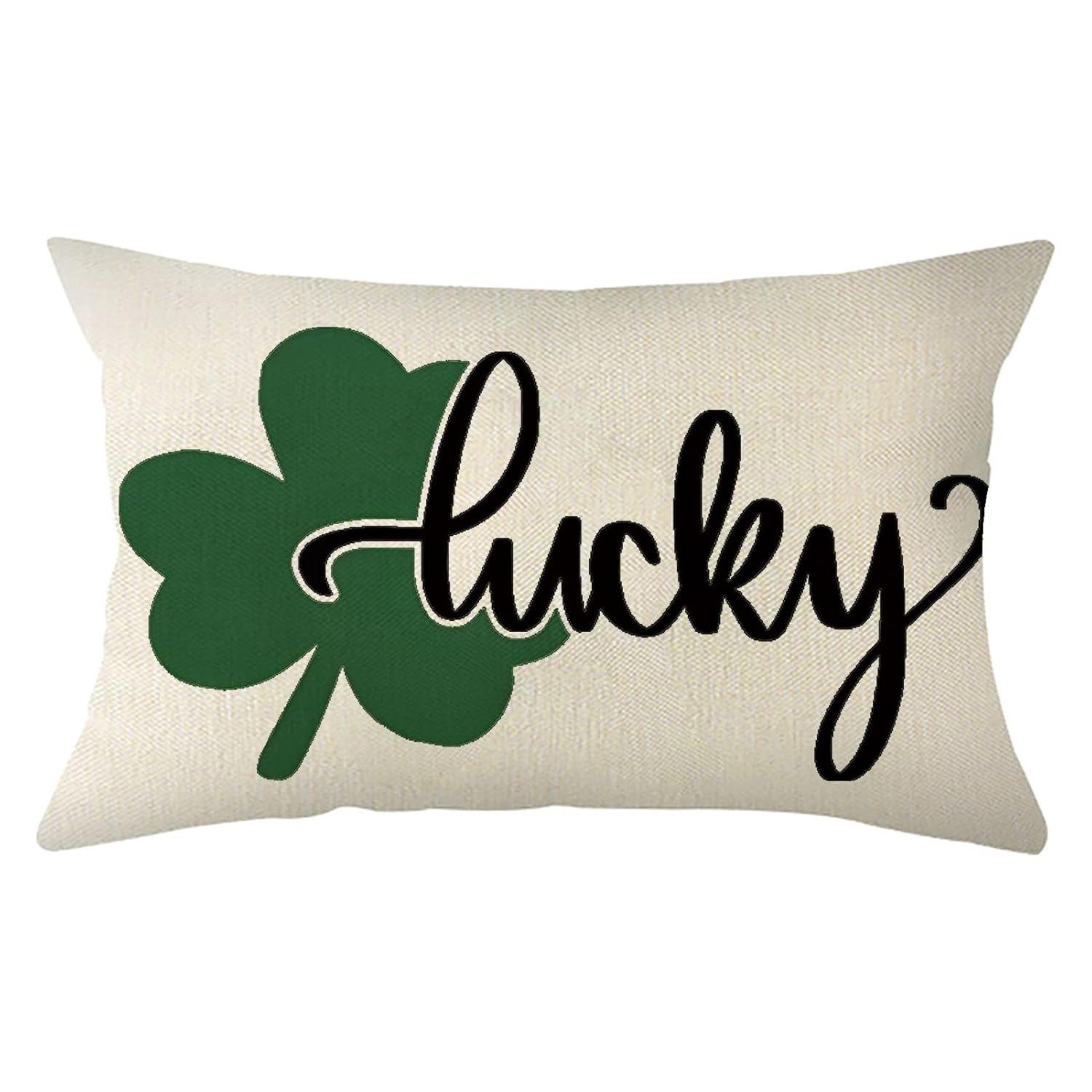 Ogiselestyle St Patricks Day Lucky Throw Pillow Cover 12 x 20 Inch Shamrock Cushion Case Decoration for Sofa