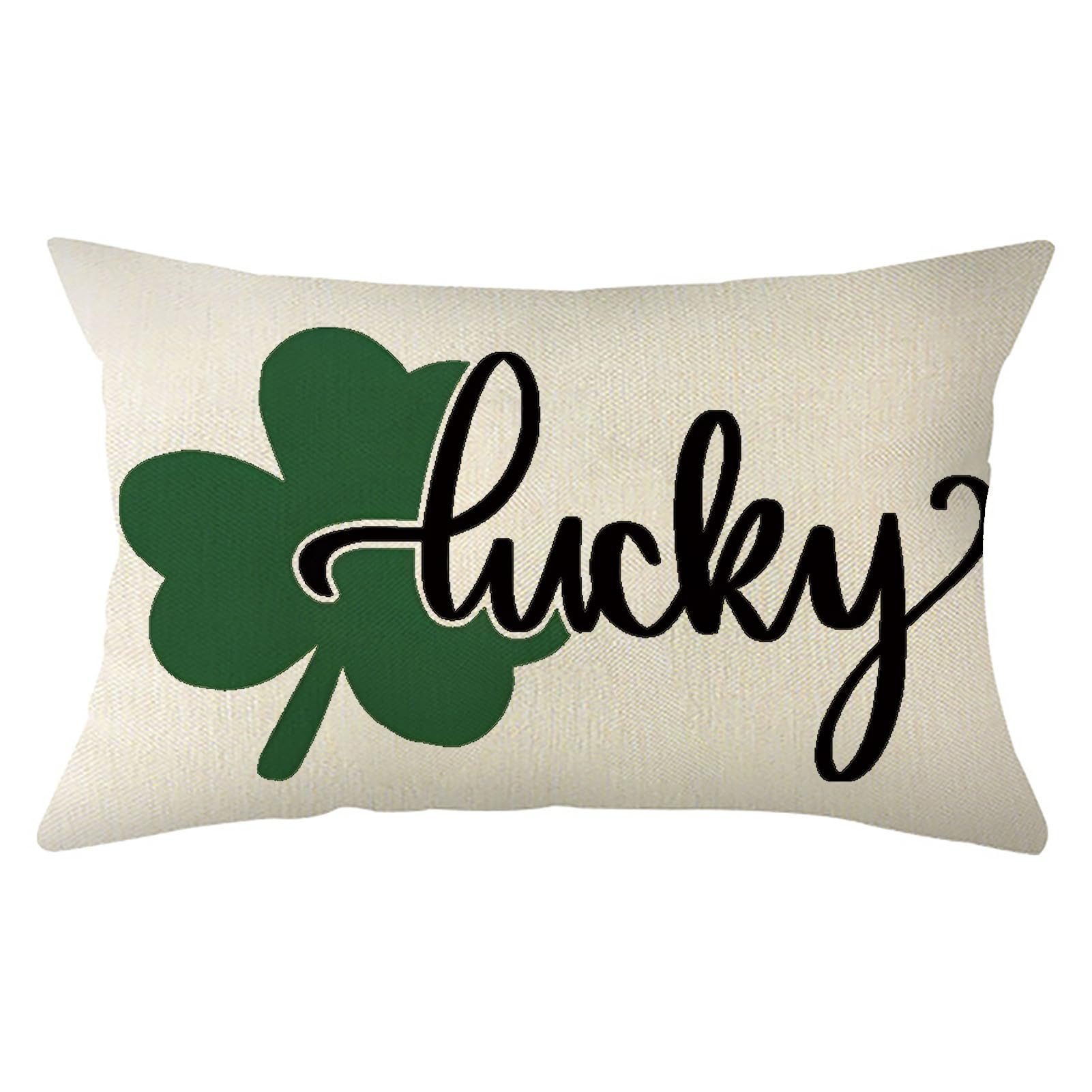 Ogiselestyle St Patricks Day Lucky Throw Pillow Cover 12 x 20 Inch Shamrock Cushion Case Decoration for Sofa