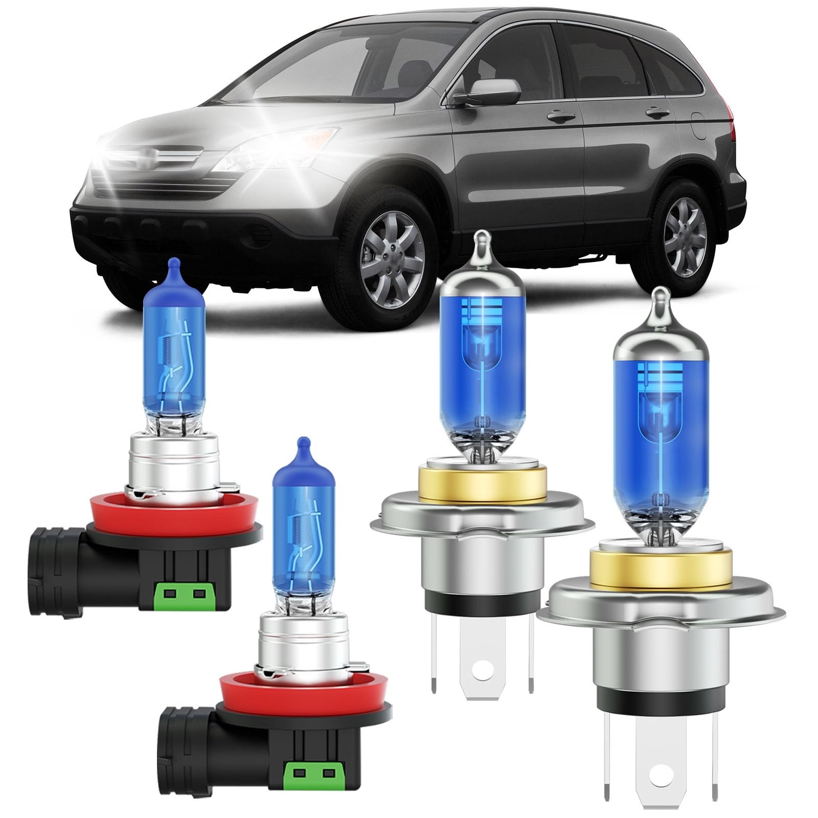 XFLHEHD Fits for 2007-2014 Honda CRV Halogen Headlight Bulbs Combo