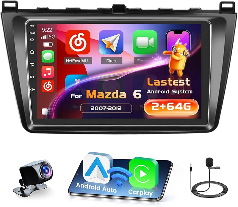 Inefala 9" Android 15 Autórádió Mazda 6 Atenza 2007-2012 CarPlay GPS Bluetooth